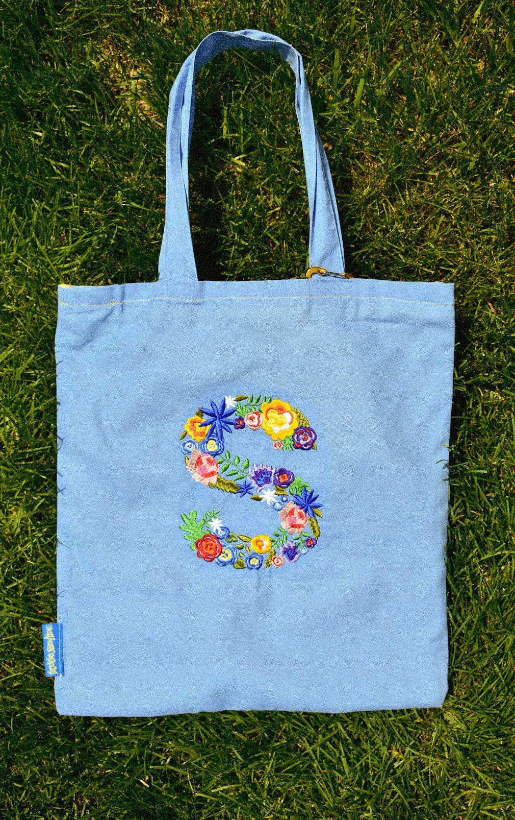 Floral “S” Embroidered Tote bag