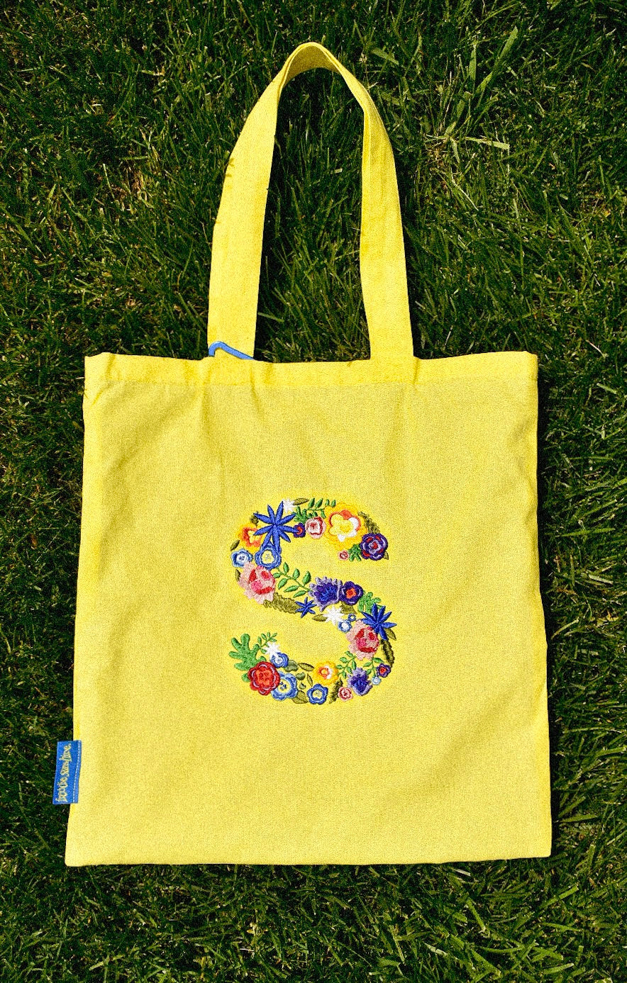 Floral “S” Embroidered Tote bag